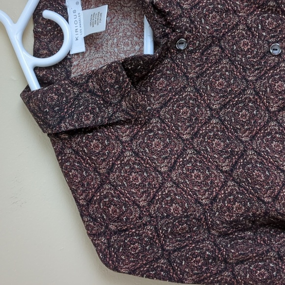 NWT Kirious Small Brown Button Front Shirt Top Long Sleeve Smocking - Picture 3 of 15